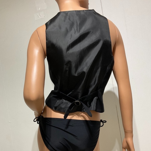 New York & Company women Black Vest 14 button up tuxedo office business casual - Picture 6 of 16